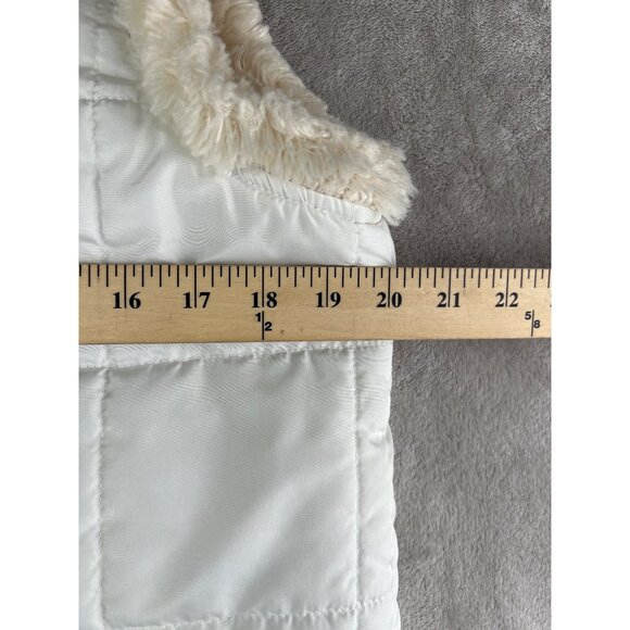 Carolyn Taylor White Sleeveless Puffer Vest W/ Faux Fur Lining & High Collar M - Picture 9 of 13